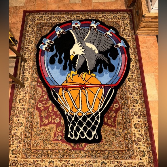 HUGE 5’ x 4’ Chinatown Market Dunking Eagle Basketball Heavyweight Area Rug NEW - Picture 2 of 10